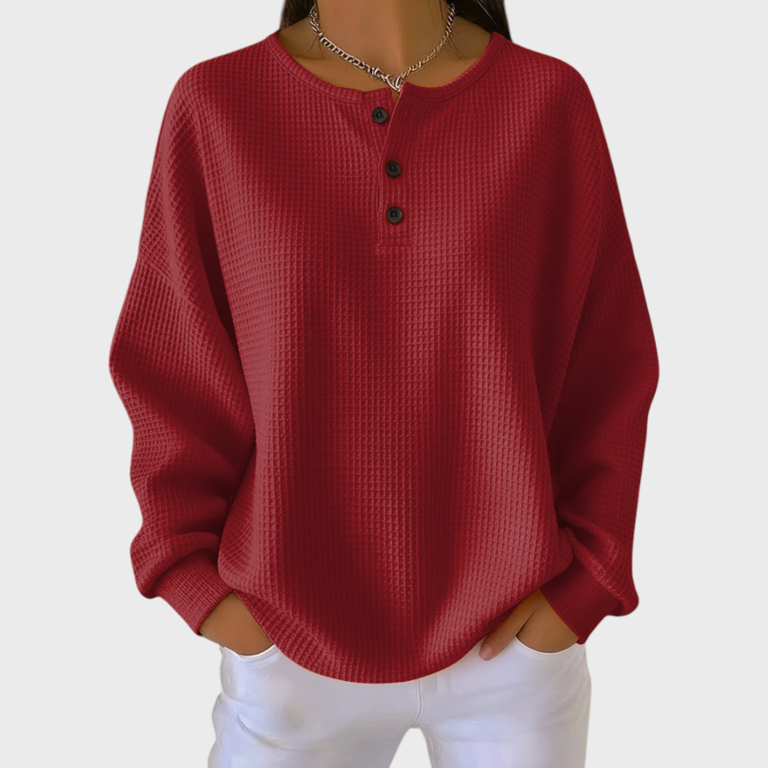Eleri – naiste vahveltekstuuriga oranž pullover
