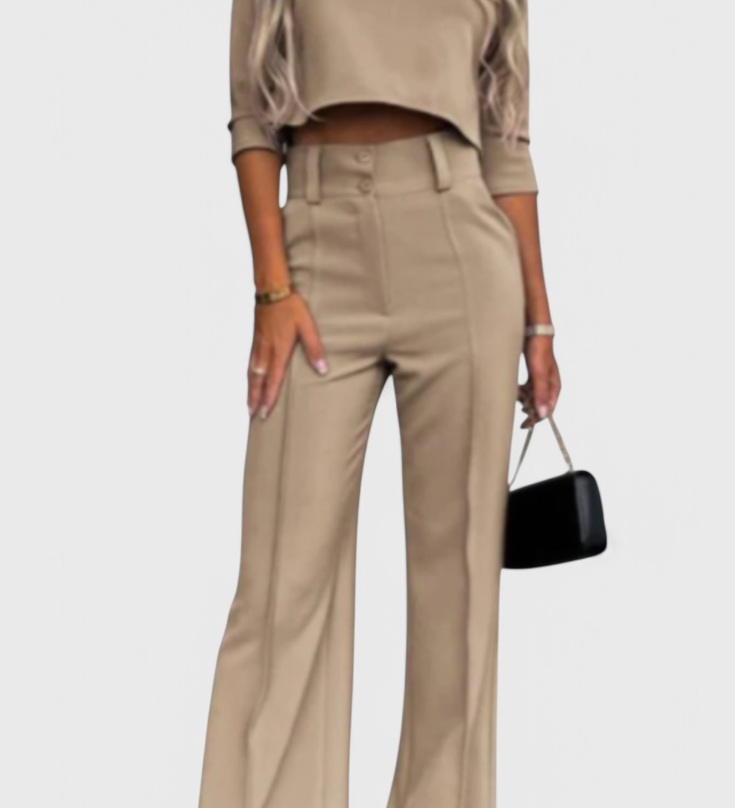 Cleo 3/4 Sleeve Top with Wide Leg Pants Ensemble
