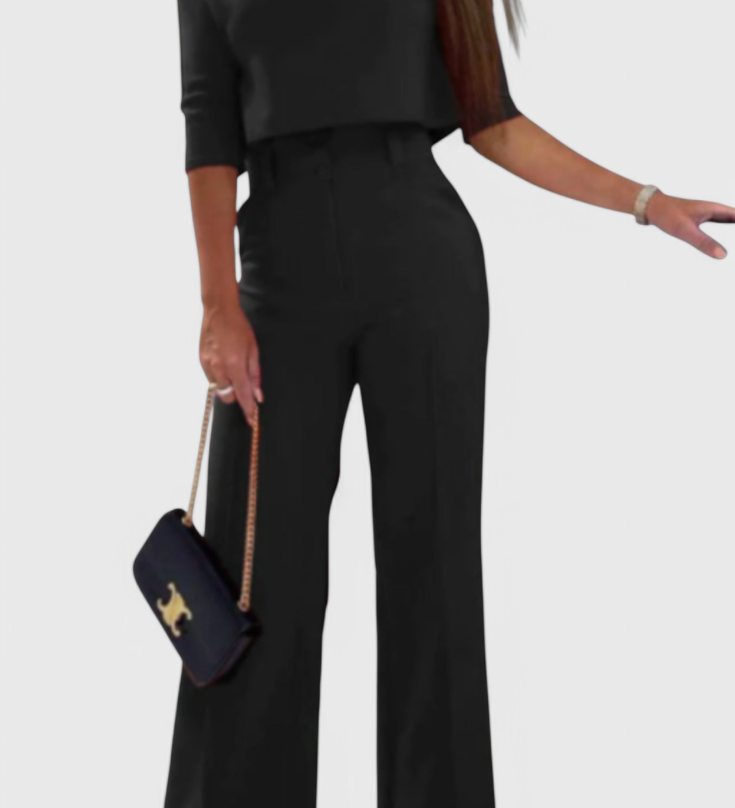 Cleo 3/4 Sleeve Top with Wide Leg Pants Ensemble