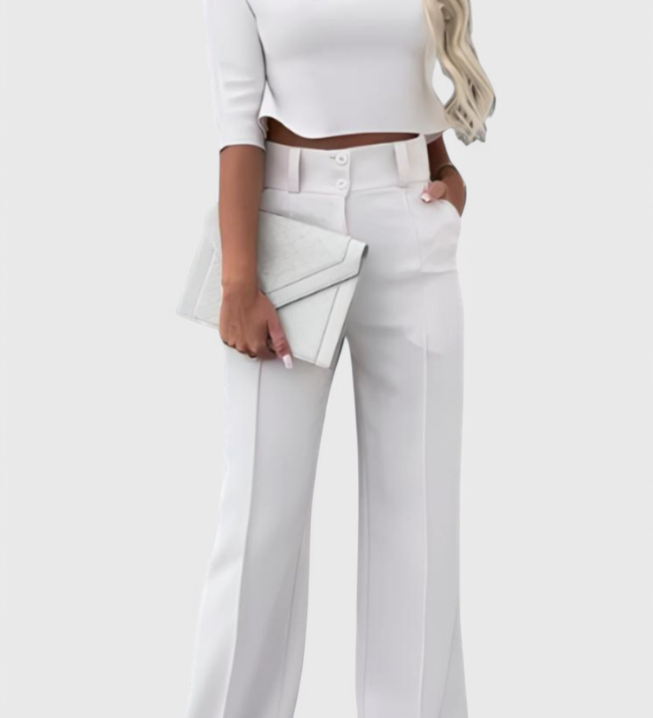 Cleo 3/4 Sleeve Top with Wide Leg Pants Ensemble