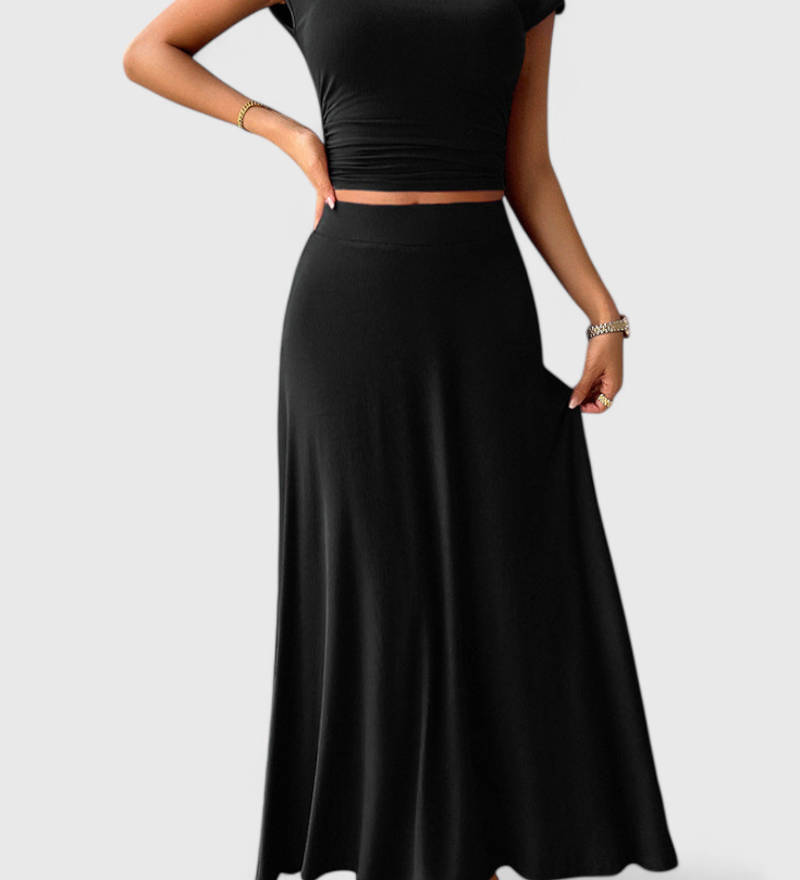 Anastasia Ruffled Top and Flowing Skirt Two-Piece Set