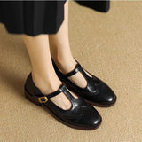 Janethe – brogue-detailidega T-rihmaga kingad madala kontsaga